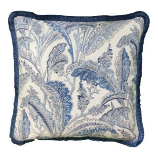 Sanibel Ferns Indigo Blue Decorative Pillow With Down Feather Insert For Sale