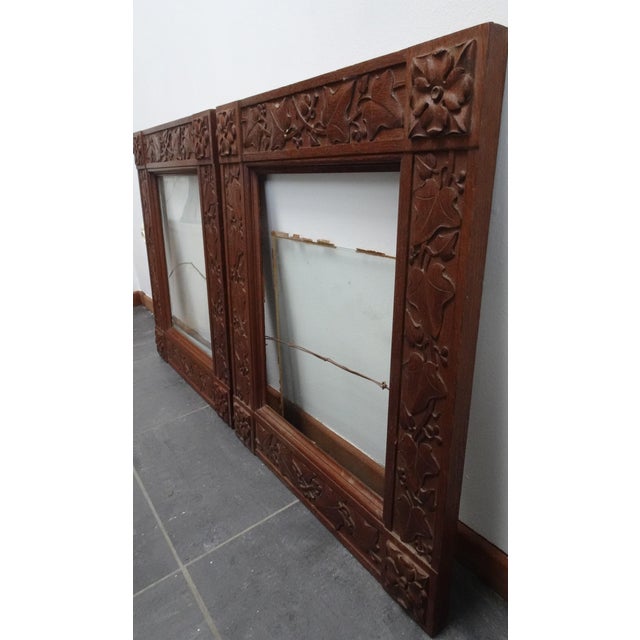 Large Art Nouveau Carved Wooden Frames with Glass, 1890s, Set of 2 For Sale - Image 11 of 16