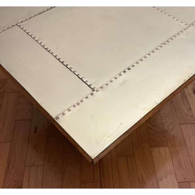 Brass Vintage Brass Coffee Table in the Manner of Sarreid on Burlwood Base, Circa 1970s For Sale - Image 8 of 12