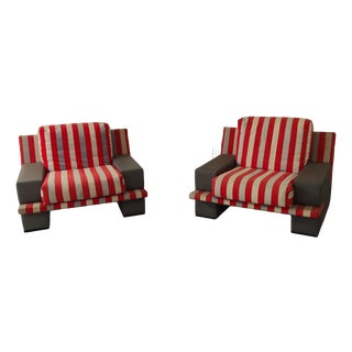 Vintage Armchairs in Fabric and Wood, 1970s, Set of 2 For Sale
