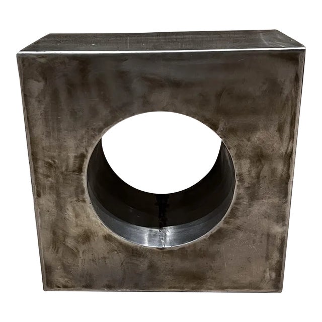 1970s Cubist Metal Sculpture Industrial Block Circle For Sale