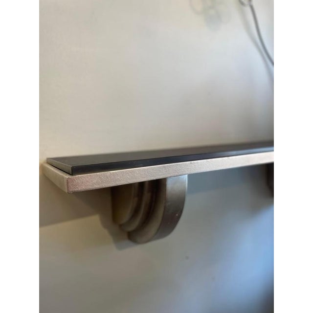Vintage Art Deco Shelf in Silver-Plated Steel and Black Marble, 1980s For Sale - Image 4 of 16