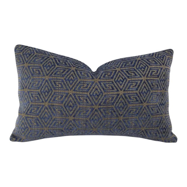 Schumacher Cosmati Chenille in Ultramarine Lumbar Pillow Cover - 12" X 20" F For Sale