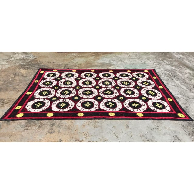 Black & White Suzani Bedspread For Sale - Image 4 of 6