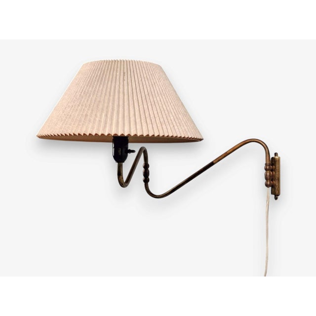 Metal Danish Modern, Articulating Wall Light or Sconce, Patinated Brass, Denmark, 1950s For Sale - Image 7 of 15