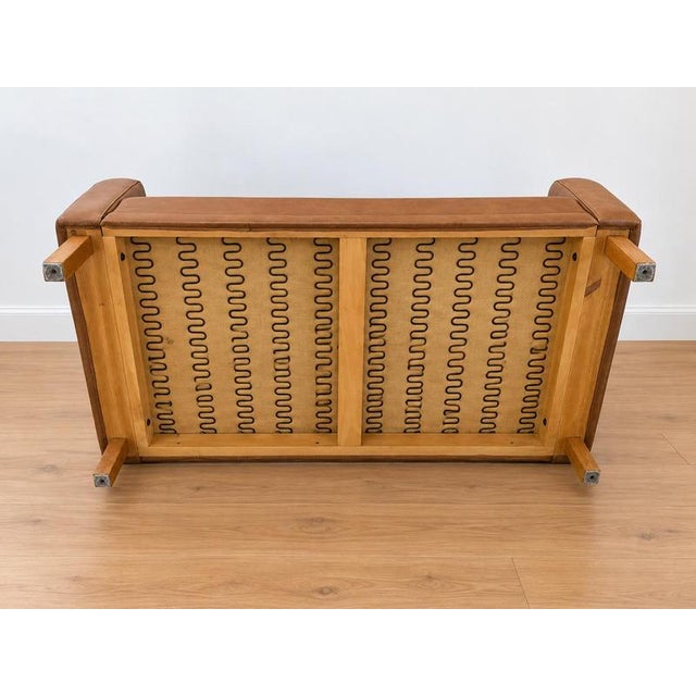 Mid-Century Modern Scandinavian Two-Seater Cognac Leather Sofa, 1960s For Sale - Image 9 of 11