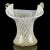 Murano Vintage Murano Gold Flecks White Swirl Italian Art Deco Style Glass Applied Flowers Fan Shape Vase For Sale - Image 4 of 10