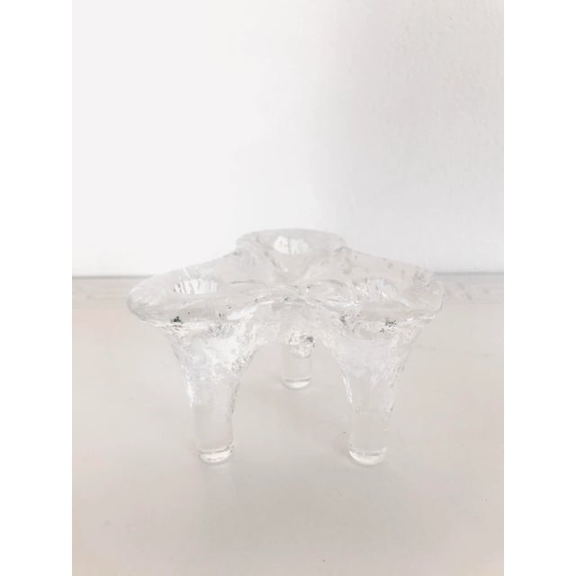 Transparent Vintage Mid 20th Century Blenko Icicle Glass Tripod Candle Holder #763 For Sale - Image 8 of 9