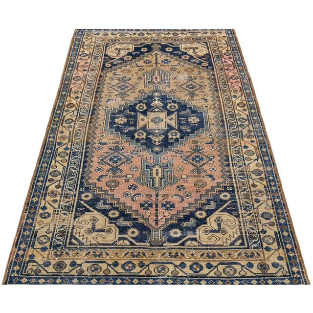 Modern 1960s Vintage Persian Distressed Handmade Medallion Pink Wool Rug For Sale - Image 3 of 7