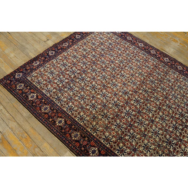 19th Century Traditional Ivory Background Color Allover-Floral Design Persian Senneh Carpet on Silk Warp Foundation. For Sale - Image 5 of 8