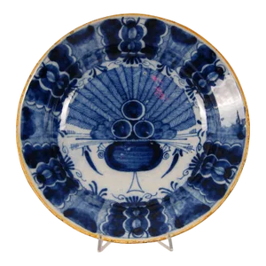 Antique Delft Plate Delftware Blue and White Neoclassical Collectors Cabinet Plate Dish