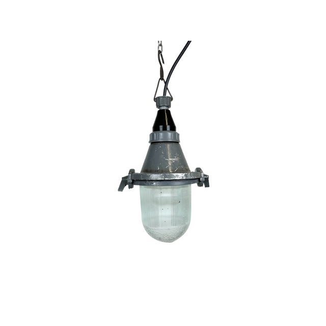 Industrial Grey Pendant Light, Former USSR, 1960s For Sale