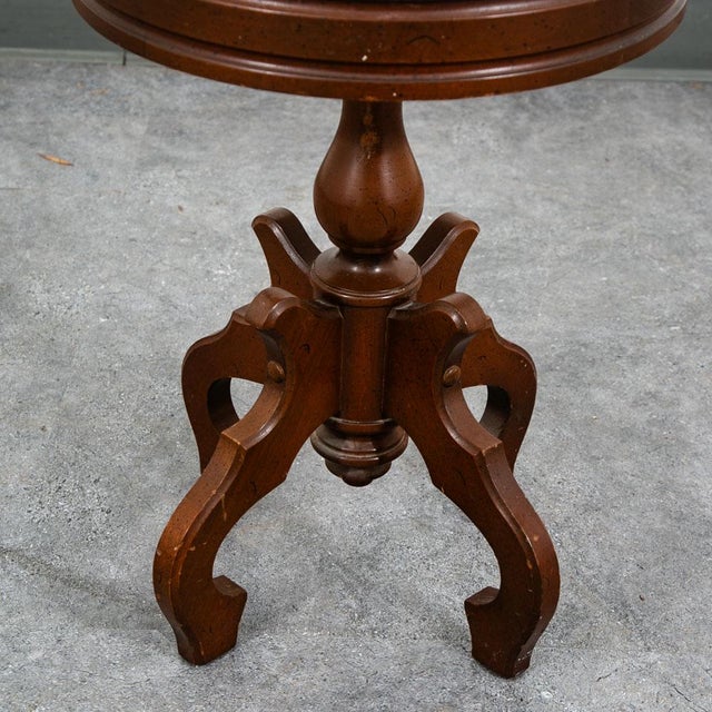 Mid Century Modern End Table Side Round Stone Pedestal Mahogany Marble Vintage Nm For Sale - Image 11 of 11