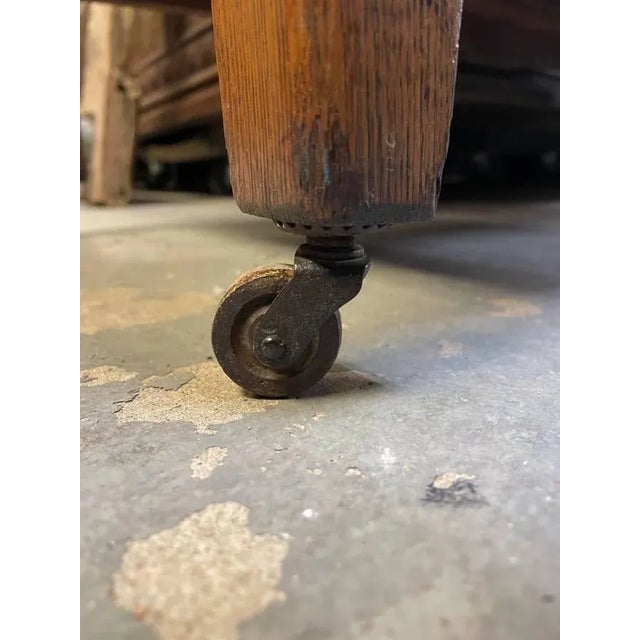 Early 1900's Hand Carved Antique Tiger Oak Mirrored Dresser, Five Drawers, Original For Sale - Image 9 of 10