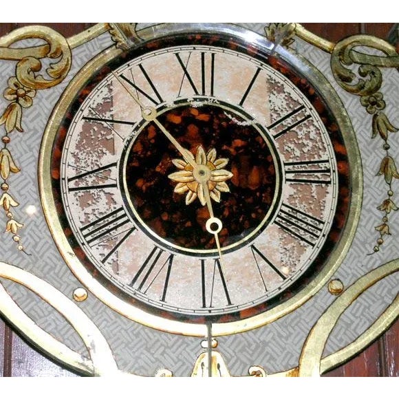 Fanciful Eglomise Electric Wall Clock For Sale - Image 4 of 7