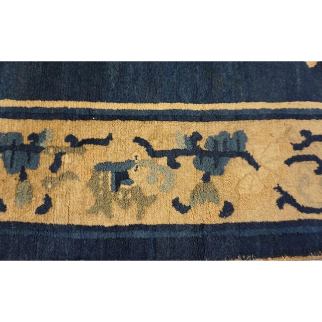Exceptional Navy Blue Color With Great Florid Design Antique Chinese Peking Rug For Sale - Image 9 of 14
