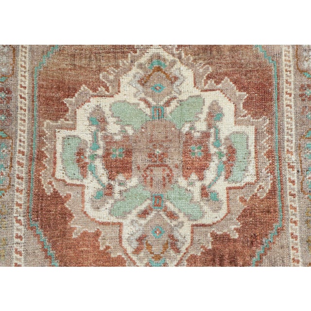 Turkish Mini Rug Oriental Hand Knotted Vintage Rug 1'9" x 4' #16875 For Sale - Image 4 of 8