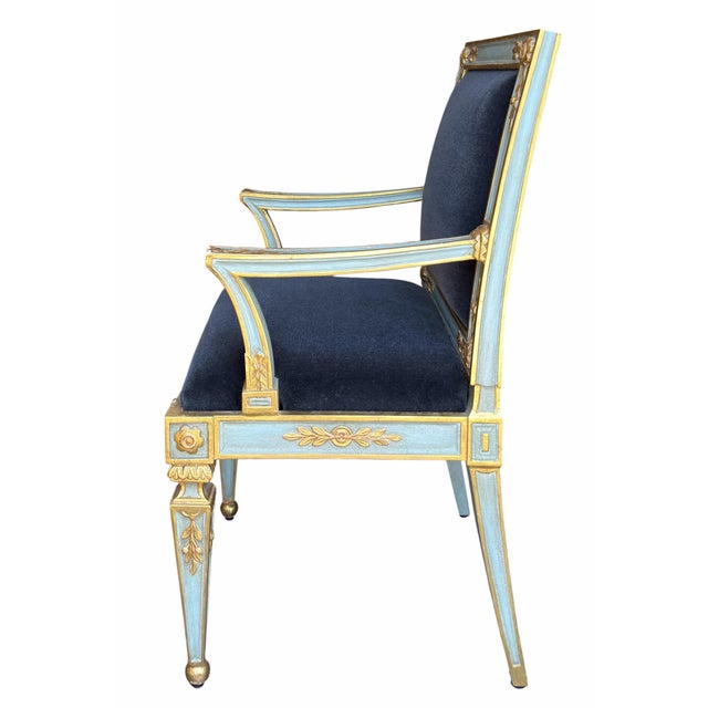 Green Hendrix Allardyce Neoclassical Venetian Style Giltwood Chair W Mohair - 1 of 2 Available For Sale - Image 8 of 9