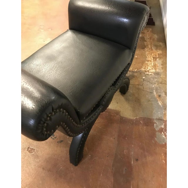 Plastic Black Vintage Vinyl Ottoman/Stool (Vintage) For Sale - Image 7 of 7