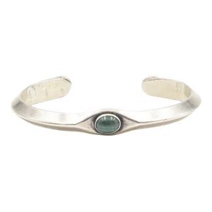 Vintage Navajo Native American Malachite Sterling Silver Cuff Bracelet by Russell Sam