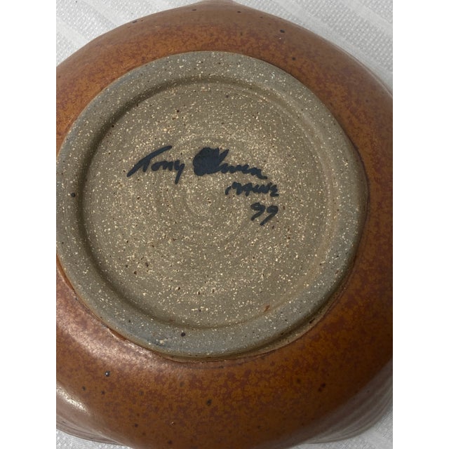 Tan Vintage Studio Art Pottery Bowl Signed by Artist For Sale - Image 8 of 8