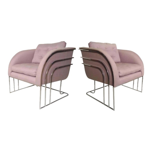 Mid 20th Century Waterfall Chrome Club Chairs by George Mergenov for Weiman/Warren Lloyd- a Pair For Sale