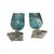 Modern Pair of Hand Blown Blue Bubble Glass Hurricanes For Sale - Image 3 of 4