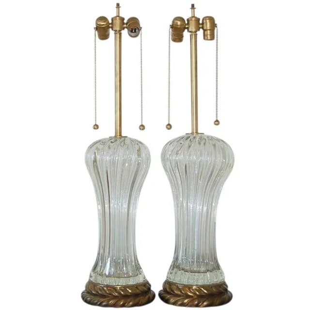 Clear Mid-Century Marbro Murano Glass Lamps For Sale - Image 10 of 10