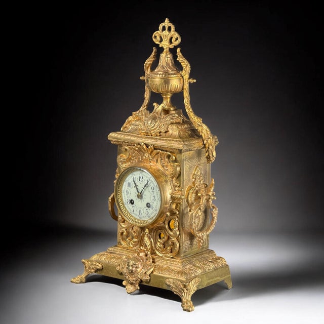 French Louis XV Revival Mantel Clock by AD Mougin, Late 19th Century For Sale - Image 3 of 18