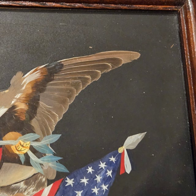 Late 19th Century Antique Victorian Feather Art American Federal Patriotic Eagle & Flag Untouched Estate Condition C. 1880-1900 For Sale - Image 5 of 18