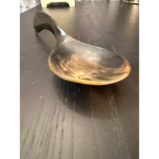 Tribal Hand Carved Decorative Horn Spoon With Turned Handle For Sale - Image 3 of 9
