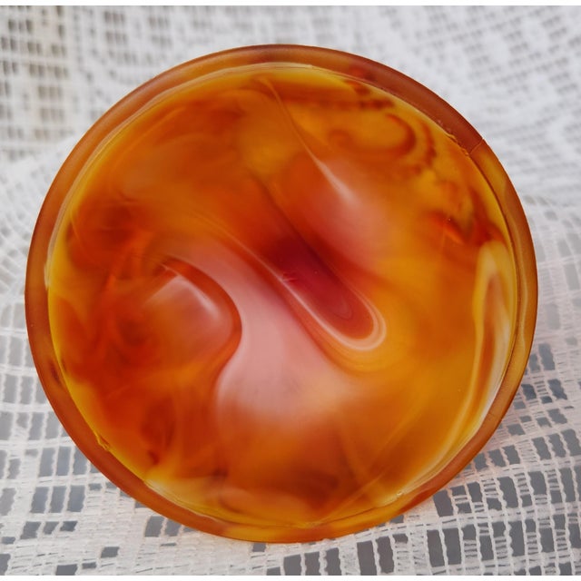 Imperial Glass Slag Glass footed candy dish, lid and original foil sticker. One small flea bite on the inside lip, very...