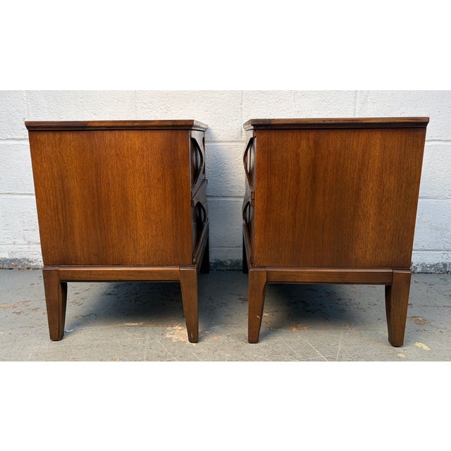 Mid 20th Century Sculpted Walnut Nightstands, A Pair For Sale - Image 9 of 12