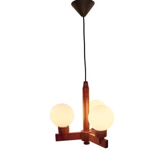 Vintage Hanging Lamp in Pine, 1970s For Sale