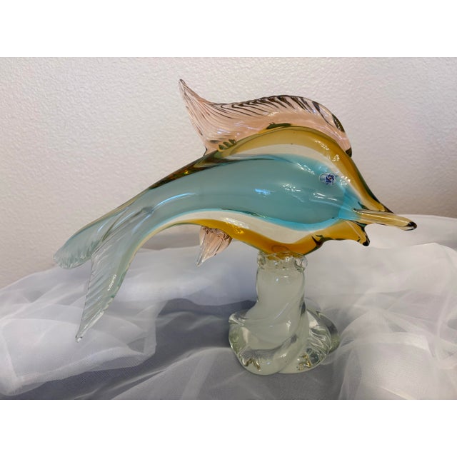 Glass 1960s Murano Aqua, Brown and Pink Blown Glass Sculpture For Sale - Image 7 of 7