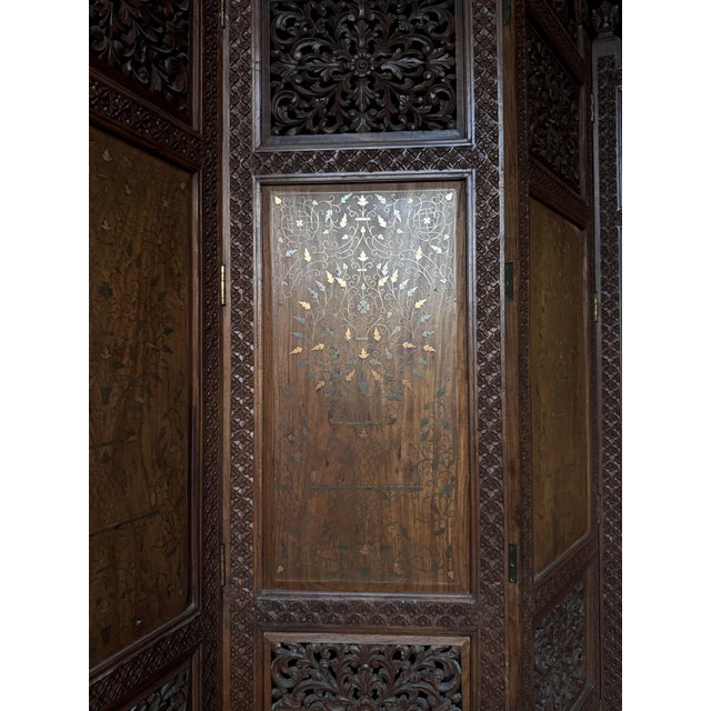 Wood Anglo-Indian Hardwood Calypso Screen, 1890s For Sale - Image 7 of 10