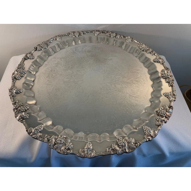 1920s Large English Silverplated Serving Tray Platter For Sale - Image 13 of 13