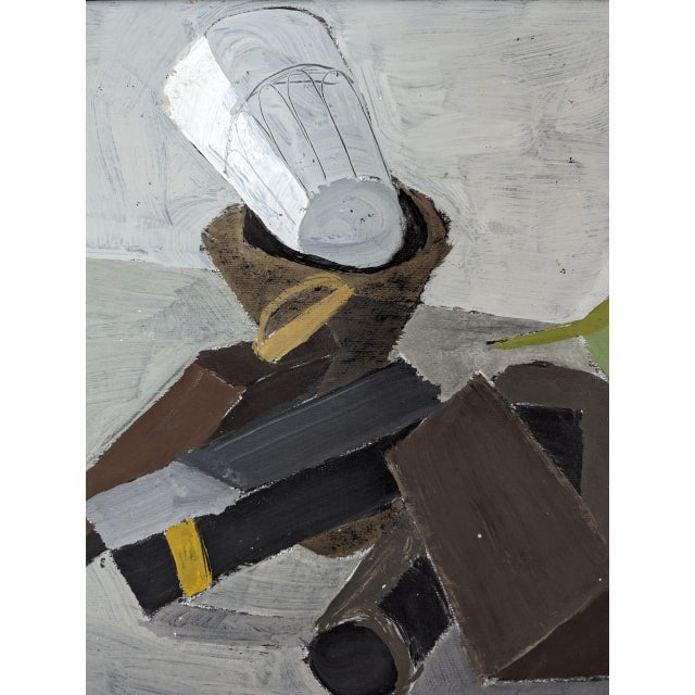 1968 Mid-Century Modern "Stacked Objects" Vintage Still Life Oil Painting by Swedish Artist Gunnar Hållander (1915-1980), Framed For Sale - Image 11 of 12