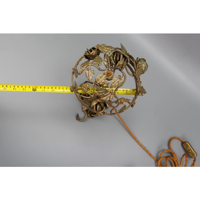 French Golden Metal Roses Table Lamp, 1950s For Sale - Image 18 of 18