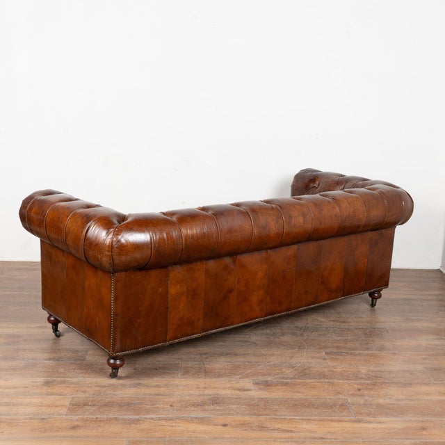 20th Century Vintage Brown Leather Chesterfield Sofa From England For Sale - Image 15 of 15