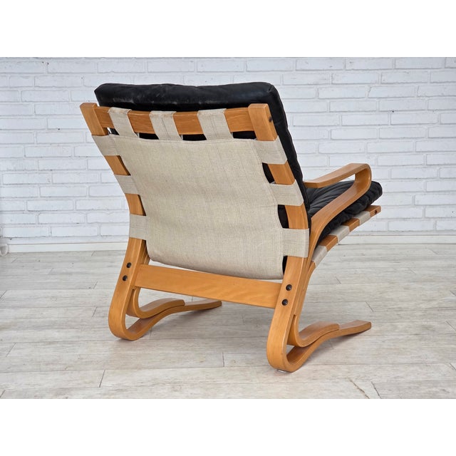 Norwegian Model Kengu Armchair in Leather and Bentwood from Rybo Rykken & Co, 1970s For Sale - Image 12 of 18