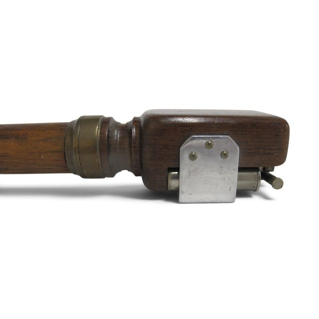 Antique Early 20th century gadget walking stick cane. Lift arm style Clark Lighter showing a fraternity law school crest...