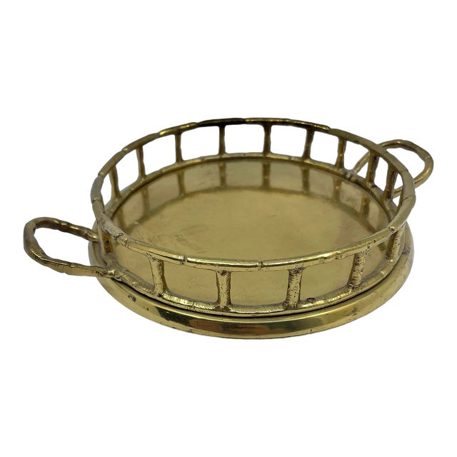 Vintage Small Faux Bamboo Brass Tray/ Catchall For Sale