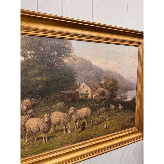 19th Century American Oil on Canvas Sheep For Sale - Image 9 of 11
