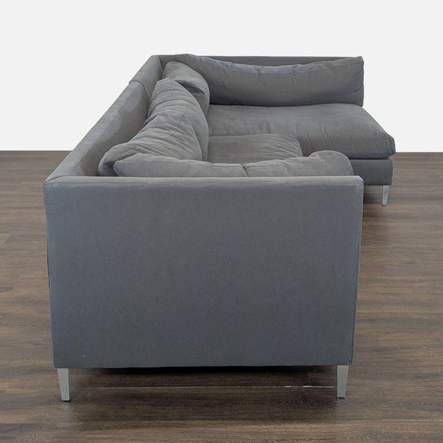 Crate & Barrel Crate & Barrel Gray Modern Sectional Sofa – Stylish and Spacious Seating For Sale - Image 4 of 8