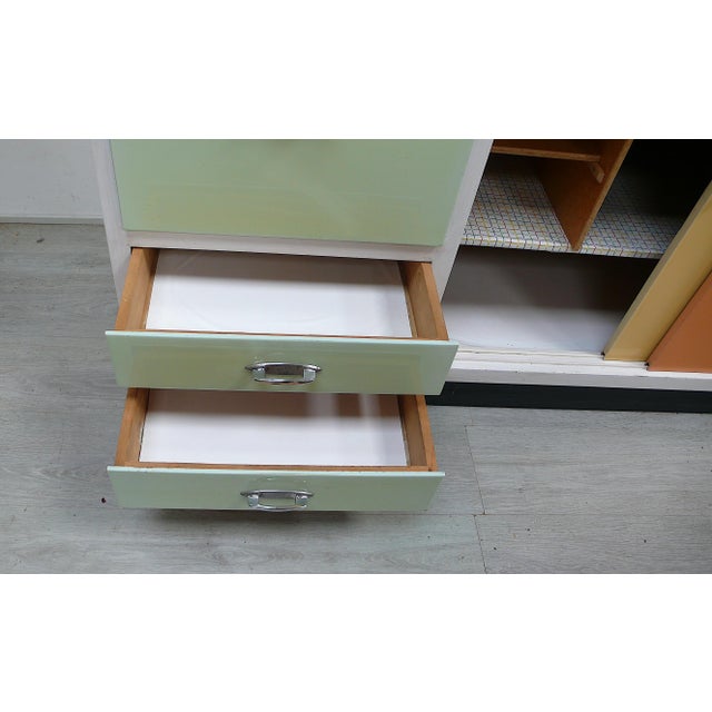 Vintage German Kitchen Cabinet with Sliding Doors in Multi Colors, 1950s For Sale - Image 11 of 14