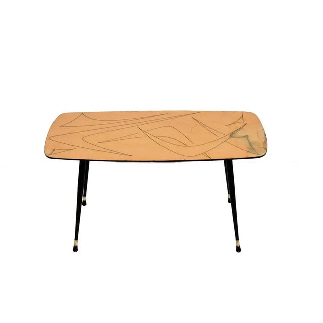 Mid-Century Modern Mid-Century Italian Painted Wood, Brass and Black Metal Coffee Table, 1950s For Sale - Image 3 of 18