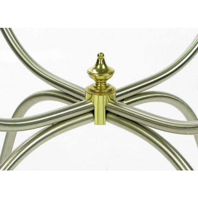 Metal Italian Nickel and Brass End Table With Swan Motif For Sale - Image 7 of 10