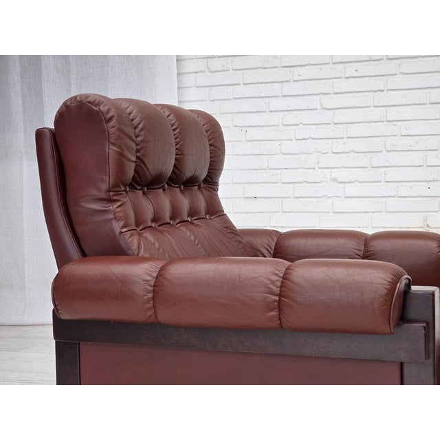 Scandinavian Armchair in Leather and Beech, 1970s For Sale - Image 10 of 18