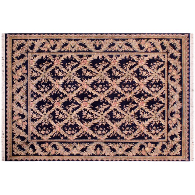 Gray Shabby Chic Pak-Persian Blue/Gray Wool Rug - 9'2'' X 12'0'' For Sale - Image 8 of 9